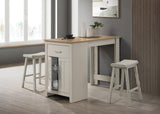 Alonzo Light Gray Small Space Counter Height Dining Table with Cabinet, Drawer, and 2 Ergonomic Counter Stools