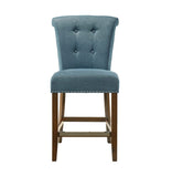 Auggie Blue Fabric Counter Height Chair with Nailhead Trim