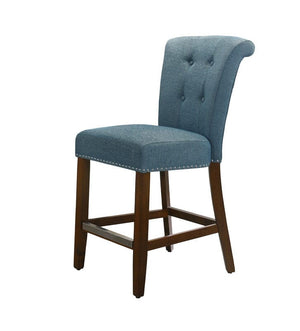 Auggie Blue Fabric Counter Height Chair with Nailhead Trim