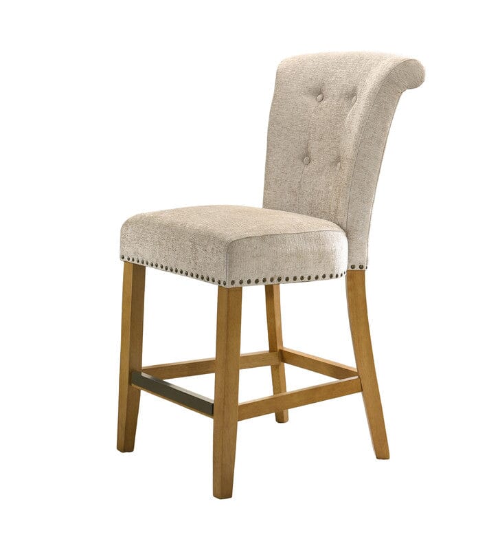 Auggie Cream Fabric Counter Height Chair with Nailhead Trim