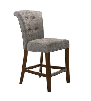 Auggie Gray Fabric Counter Height Chair with Nailhead Trim
