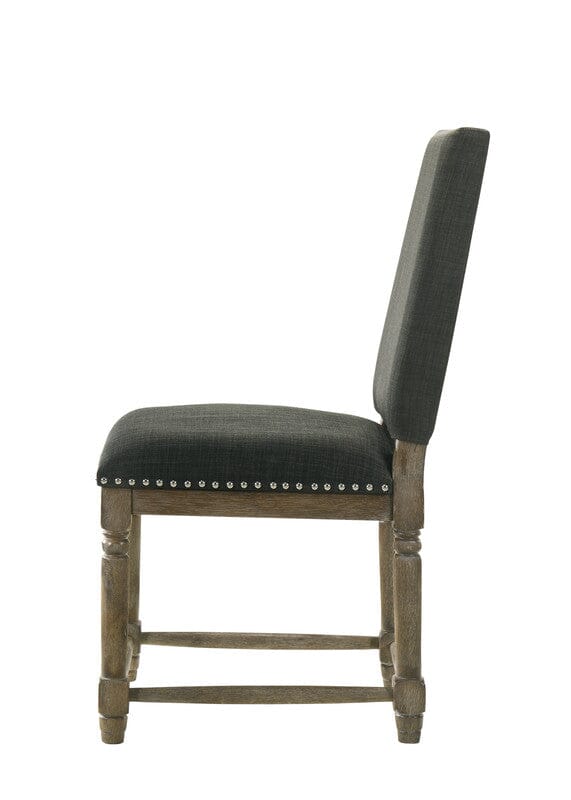 Everton Set of 2 Gray Fabric Dining Chair with Nailhead Trim