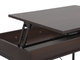 Juno Dark Brown Wood Lift Top Desk with Hidden Storage and Drawer