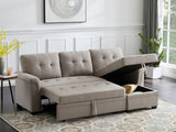 Destiny Light Gray Linen Reversible Sleeper Sectional Sofa with Storage Chaise