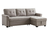Destiny Light Gray Linen Reversible Sleeper Sectional Sofa with Storage Chaise