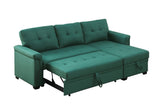Lucca Green Linen Reversible Sleeper Sectional Sofa with Storage Chaise