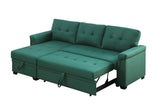 Lucca Green Linen Reversible Sleeper Sectional Sofa with Storage Chaise