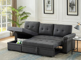 Lucca Dark Gray Linen Reversible Sleeper Sectional Sofa with Storage Chaise