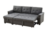 Lucca Dark Gray Linen Reversible Sleeper Sectional Sofa with Storage Chaise