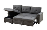 Lucca Dark Gray Linen Reversible Sleeper Sectional Sofa with Storage Chaise