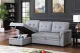 Lexi Gray Vegan Leather Modern Reversible Sleeper Sectional Sofa with Storage Chaise