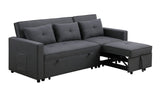 Zoey Dark Gray Linen Convertible Sleeper Sofa with Side Pocket