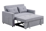 Zoey Light Gray Linen Convertible Sleeper Loveseat with Side Pocket