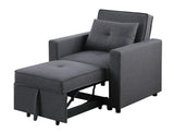 Zoey Dark Gray Linen Convertible Sleeper Chair with Side Pocket