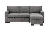 Estelle Dark Gray Fabric Reversible Sleeper Sectional with Storage Chaise Drop-Down Table 2 Cup Holders and 2 USB Ports