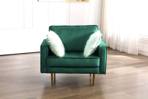 Theo Green Velvet Chair with Pillows