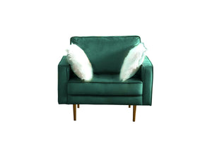 Theo Green Velvet Chair with Pillows