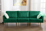 Theo Green Velvet Sofa with Pillows