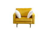 Theo Yellow Velvet Chair with Pillows