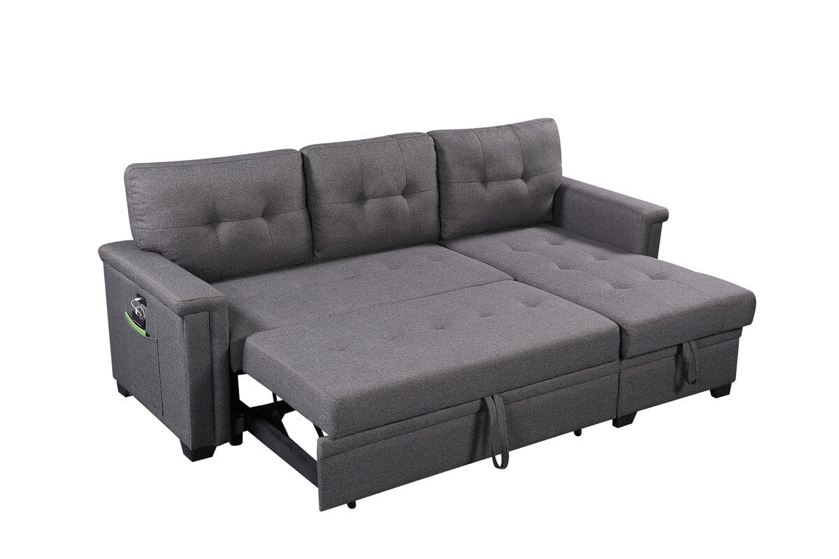 Ashlyn Dark Gray Reversible Sleeper Sectional Sofa with Storage Chaise ...