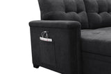 Kinsley Dark Gray Woven Fabric Sleeper Sectional Sofa Chaise with USB Charger and Tablet Pocket