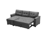 Ashlyn Gray Woven Fabric Sleeper Sectional Sofa Chaise with USB Charger and Tablet Pocket