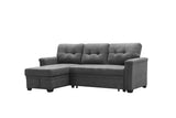 Ashlyn Gray Woven Fabric Sleeper Sectional Sofa Chaise with USB Charger and Tablet Pocket