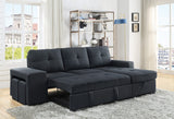 Lucas Dark Gray Linen Sleeper Sectional Sofa with Reversible Storage Chaise