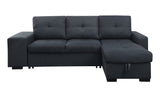 Lucas Dark Gray Linen Sleeper Sectional Sofa with Reversible Storage Chaise