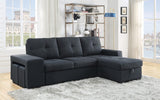 Lucas Dark Gray Linen Sleeper Sectional Sofa with Reversible Storage Chaise