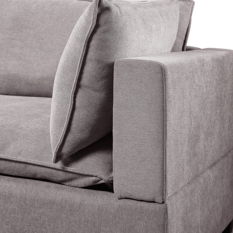 Madison Light Gray Fabric 5 Piece Modular Sectional Sofa Chaise