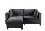 Madison Dark Gray Fabric Sectional Loveseat Ottoman