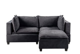 Madison Dark Gray Fabric Sectional Loveseat Ottoman