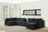 Madison Dark Gray Fabric 7-Piece Modular Sectional Sofa Chaise with USB Storage Console Table