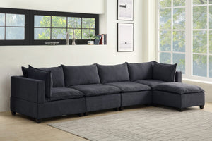 Madison Dark Gray Fabric 5 Piece Modular Sectional Sofa Chaise