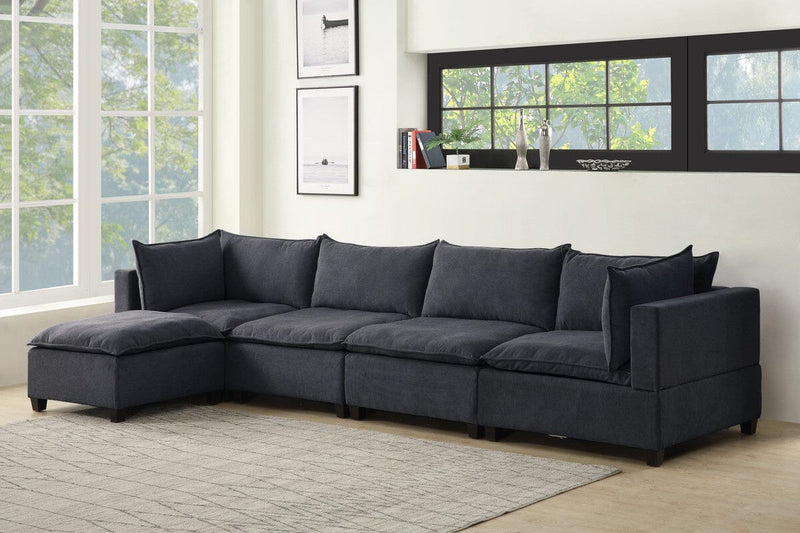 Madison Dark Gray Fabric 5 Piece Modular Sectional Sofa Chaise