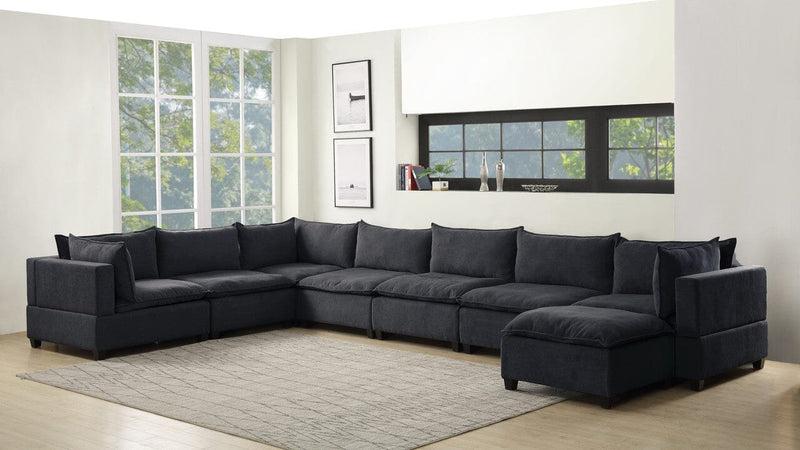 Madison Dark Gray Fabric 8 Piece Modular Sectional Sofa Chaise