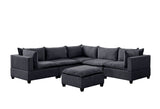 Madison Dark Gray Fabric 6 Piece Modular Sectional Sofa with Ottoman