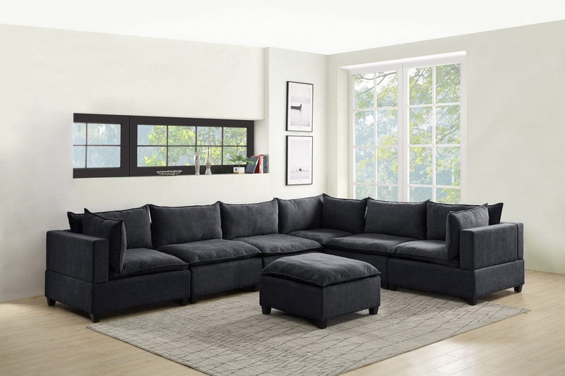 Madison Dark Gray Fabric 7 Piece Modular Sectional Sofa with Ottoman