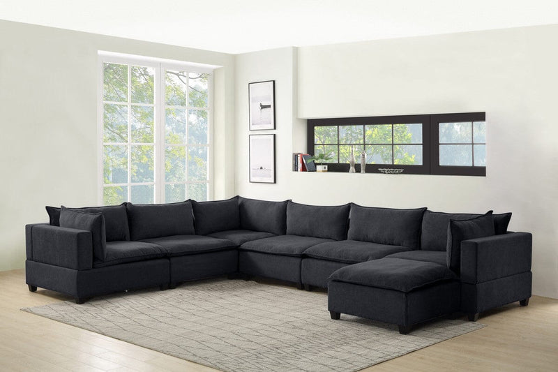 Madison Dark Gray Fabric 7 Piece Modular Sectional Sofa Chaise