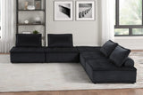 Anna Black Velvet 5 Pc Sectional Sofa Ottoman