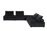 Anna Black Velvet 5 Pc Sectional Sofa