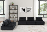 Anna Black Velvet 5 Pc Sectional Sofa Ottoman