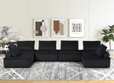 Anna Black Velvet 6-Seater U-Shape Modular Sectional Sofa