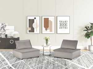 Anna Light Gray Velvet Set of 2 Armless Lounge Chair
