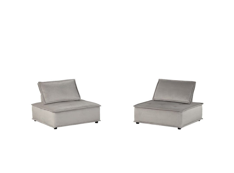 Anna Light Gray Velvet Set of 2 Armless Lounge Chair