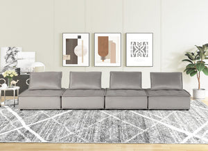 Anna Light Gray Velvet 4-Seater Modular Sofa