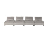 Anna Light Gray Velvet 4-Seater Modular Sofa