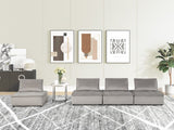 Anna Light Gray Velvet 4-Seater Modular Sofa