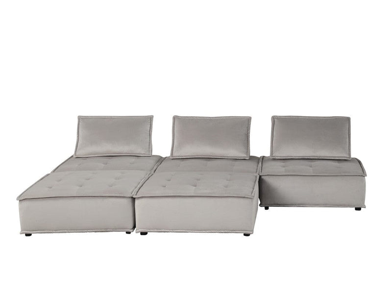 Anna Light Gray Velvet 5 Pc Sectional Sofa Ottoman